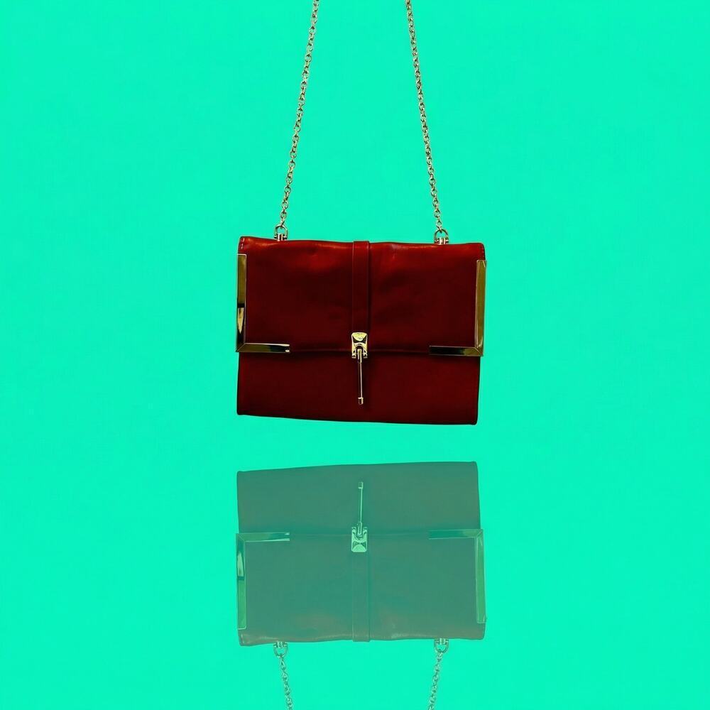 JustFab Red Faux Leather Structured Shoulder Bag